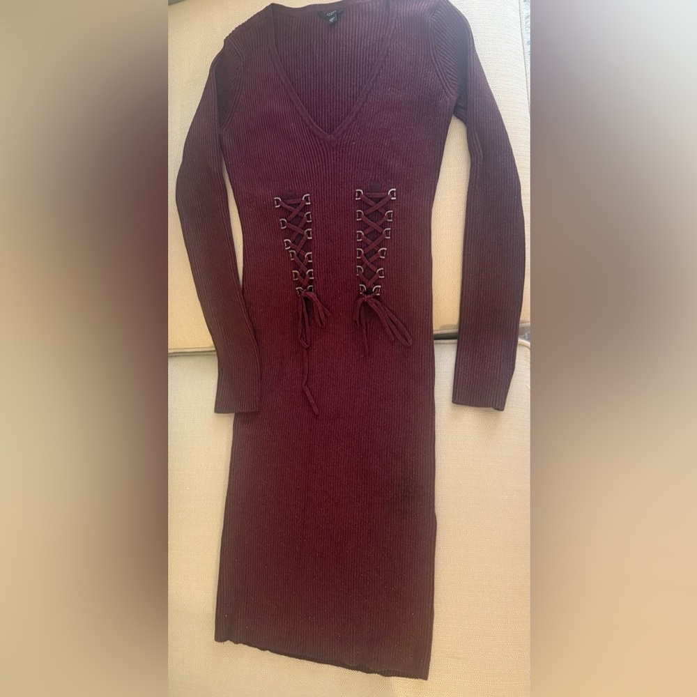 Guess Brown Long Sleeve Bodycon Dress-Worn 1 time